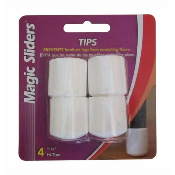 Magic Sliders 94500 White Round Rubber Furniture Leg Tips 1-1/8 In.