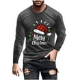 thumbnail image 3 of Visit the JURANMO Store Men Santa Print T Shirts Big and Tall Long Sleeve Round Neck Tee Tops Lightweight Loose Fit Casual Fall Tees Christmas Clothes Gray M, 3 of 6