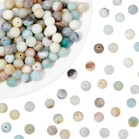 180 Pcs Natural Stone Beads 8mm Natural Amazonite Beads Round Energy Healing Power Beads for Jewelry Making Colorful