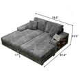 thumbnail image 3 of Convertible Combination Sofa, Corduroy Fabric, Fluffy Modern Sleeper Sofa Chair, Oversized Combination Living Room Double Lounge Chair (Grey), 3 of 11