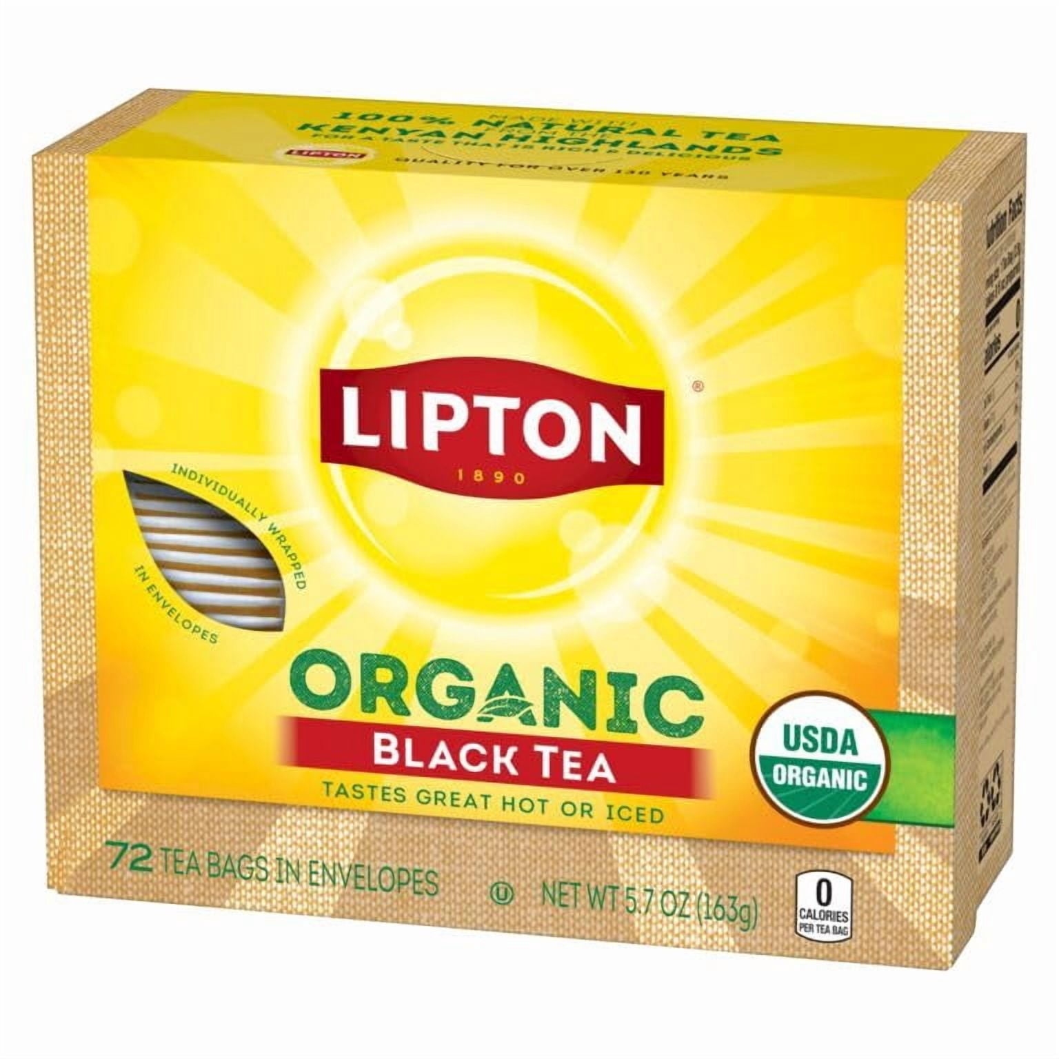 Lipton Organic Black Tea Bags, Can Support Heart Health, 72 Count (Pack of 5)