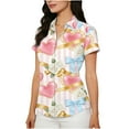 thumbnail image 6 of Lorytime Valentine Shirts for Women Button down Unisex Roses Heart Bow Hawaiian Shirt Collared Short Sleeve Tops White 3XL, 6 of 7