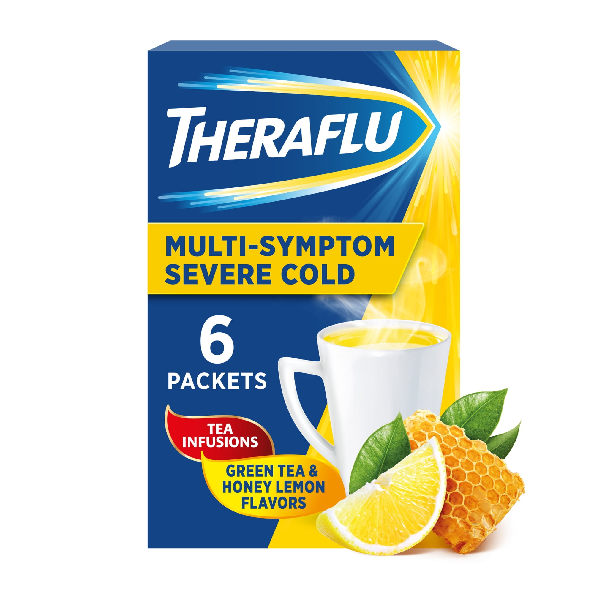 Theraflu Daytime Severe Cold Relief Powder, Honey Lemon Flavor - 6 Count