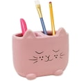 thumbnail image 4 of Isaac Jacobs Pink Ceramic Cat Organizer, Multi-Purpose 2-Section Holder, 4 of 5