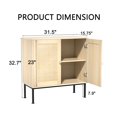 thumbnail image 3 of NEWADARA Wooden Buffet Cabinet with Storage, Sideboard Cabinet with Real Rattan Decor Doors, Accent Cabinet with Steel Legs, Hallway Storage Cabinet, Entry, Living Room,Light Wood Grain, 3 of 6