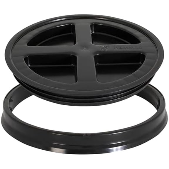 Gamma Seal Lid - Pet Food Storage Container Lids - Fits 3.5, 5, 6, & 7 Gallon Buckets, Black, Made in USA
