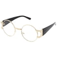 thumbnail image 2 of Steampunk Round Glasses Clear Lens 49mm Chunky Arms UV Metal Detail, 2 of 4