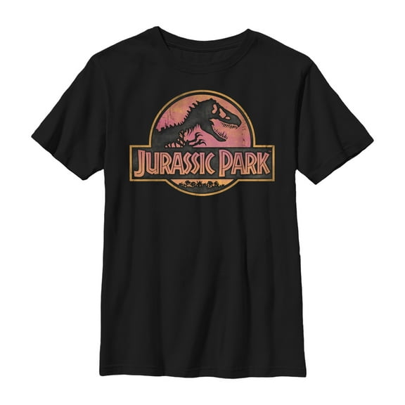 Boy's Jurassic Park Sunrise Logo  Graphic Tee Black X Small