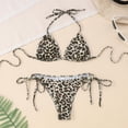 thumbnail image 2 of DHFJKG Bikini Sets For Women Leopard Printed 2 Piece Swimsuit Sets Side Tie Halter Triangle Top Thong Bottoms Summer Pool Party Outfit Trendy Beachwear, 2 of 9