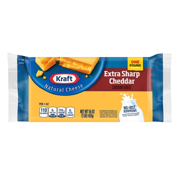 Kraft Natural Extra Sharp Cheddar Cheese, 16 oz Block