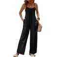 thumbnail image 2 of Sentmoon Rompers Jumpsuits for Women Summer Sleeveless V Neck Solid Color Button Down Regular Fit Trendy Summer Outfits for Women 2026 with Pockets for Work and Business Casual, 2 of 5