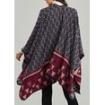 thumbnail image 5 of CoCopeaunt Women Plaid Shawl Wraps Retro Poncho Open Front Cardigan Sweater Cape Large Blanket Scarf, 5 of 7