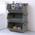 thumbnail image 7 of Begale 3-Pack Gray Plastic Stackable Detachable Storage Bin, Organizer Stacking Basket, 7 of 7