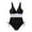 Black, variant on Women's One-Piece Swimsuit Halter Neck Tie and Deep V-Neck with Side Drawstring, Solid Color Bathing Suit Slim Fit Beachwear