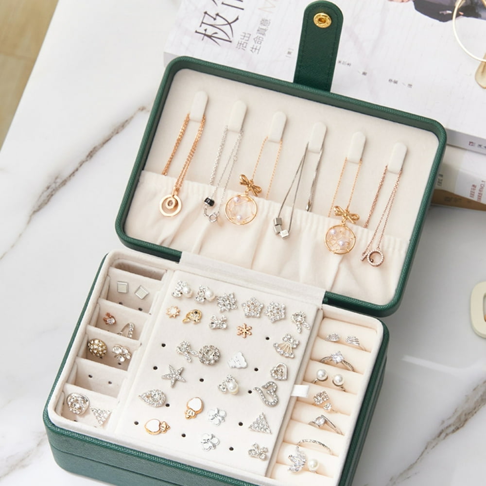 EIMELI 3 Layers Jewelry Organizer Durable Premium PU Leather for Rings Earrings Necklaces