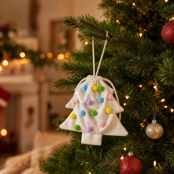 Fufafayo Christmas Tree Drawstring Bag Ornaments Hanging Decorations Window Party Decor Cute Tree Shaped Gift Bag for Indoor Outdoor Xmas Holiday Party Atmosphere Decor
