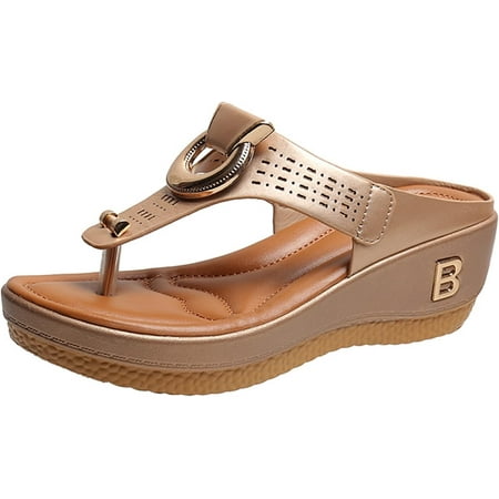 NEW Low-Wedge Women Orthopedic Sandals Casual Flat Shoes Flip Flops Ladies