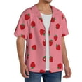 thumbnail image 4 of Xecao offers the Strawberries for Men's Casual Short-sleeved Shirt, a button-up collared shirt with a pocket, perfect for beach vacations and yacht travel in the XX-Large size., 4 of 7