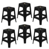 Ionoloy 6-Pack Square Plastic Stool Chairs, Black Stackable Classroom Stools