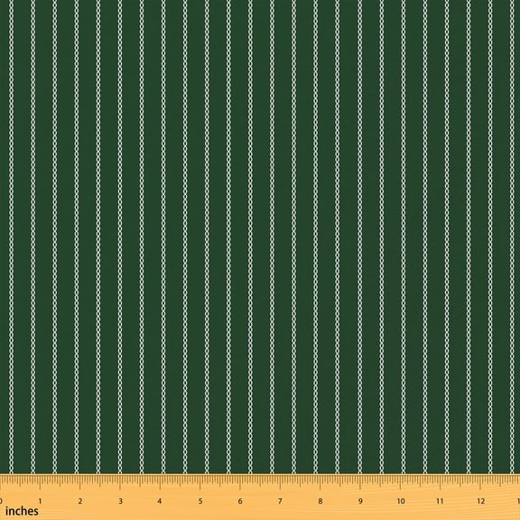 Erosebridal Forest Green Chain Fabric by the Yard 1 Yard, White Vertical Stripe Pattern Home Decor Fabric by the Yard