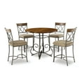 thumbnail image 4 of Roselyn 5-Piece Counter Height Pub Set, Brushed Faux Medium Cherry Wood with "Matte Pewter and Bronze" Metal, 4 of 16
