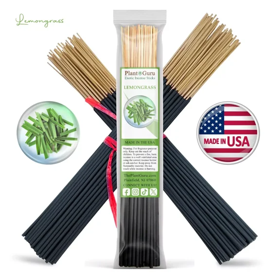 Lemongrass Exotic Incense Sticks 11 Inch - Bulk 1 Bundle 45 to 50 Sticks - Natural 11" Long Lasting Aroma That Burns for 45 to 60 Minutes.