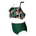 thumbnail image 5 of Mommy and Me Swimsuit Leopard/Floral Crop Halter Back Tie Bra Tops High Waist Triangle Panty Set, 5 of 6