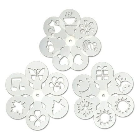 

19Pcs/Set Coffee Decorating Stencils Foam Latte Art Molds Drawing Template Reusable DIY Baking Tools for Cake Cookie Cappuccino Hot Chocolate