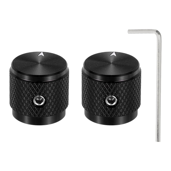 Uxcell 2 Pcs Aluminium Potentiometer Knobs, 1/4" (6mm) Universal Volume Tone Control Knobs with Arrow Indicator for Guitar, 5/8" Black