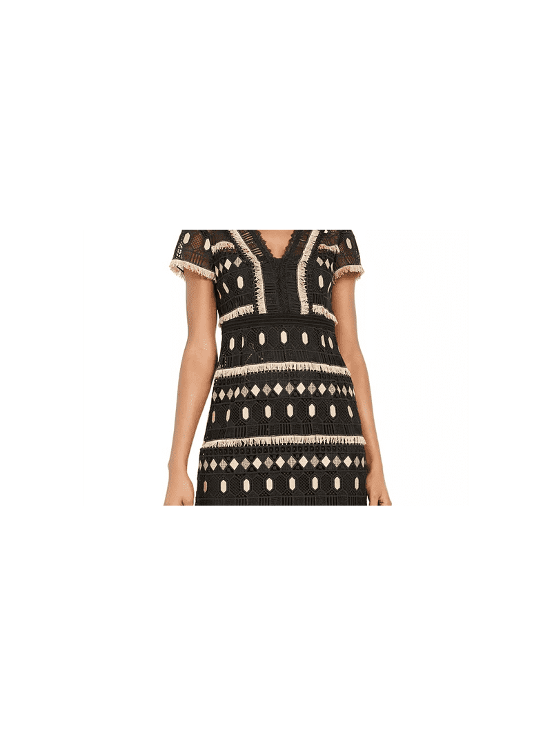 Nanette Lepore Women's Effortless Geo-Lace Sheath Dress Black Size