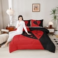 thumbnail image 4 of Manfei Teens Adults Love Heart Print Bedding Comforter Set 2pcs,Romantic Valentine's Day Twin Comforter Sets Microfiber,Black Red Breathable Bedding Set,Super Cozy Room Decor,Reversible, 4 of 8