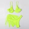 thumbnail image 4 of WREESH Womens Bikini Set with Sarong Bathing Suit Beach Cover Up Wrap Skirt Solid Bikini Strap Bikini Deep V Split Swimsuit Set Three-Piece Swimming Suit Yellow, 4 of 8