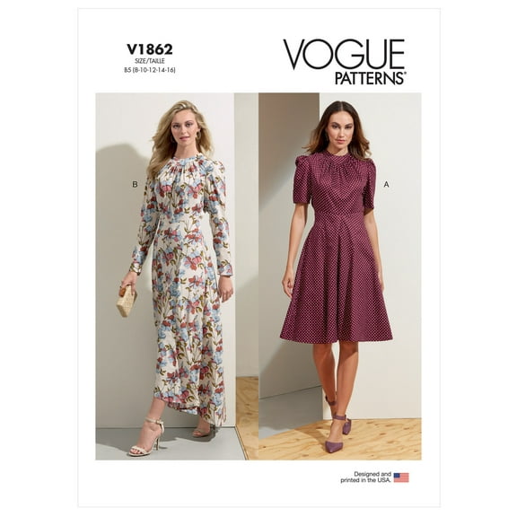 Vogue Sewing Pattern V1862 - Misses' Dress, Size: B5 (8-10-12-14-16)