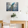 thumbnail image 5 of Chilfamy Peacock Canvas Print Wall Decorations for Home Art Modern Ready To Hang Room Decor Bathroom Wall Art 16x12in, 5 of 6