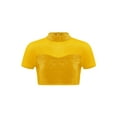 thumbnail image 1 of Zaldita Kids Girls Sequins Adorned Crop Top Mesh Cutout Back Blouse for Gymnastics Dance Performance Gold 8, 1 of 5