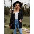 thumbnail image 6 of Women's brushed pit striped solid color long-sleeved cardigan jacket for women, 6 of 6