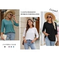 thumbnail image 5 of MOYIKO 3/4 Length Sleeve Womens Tops Round Neck T Shirts Pleated Tunic Summer Blouses Dressy Casual, 5 of 7