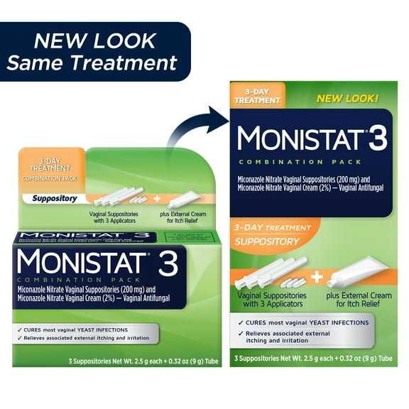 Monistat 3 Day Yeast Infection Treatment, 3 Miconazole Suppository Inserts & External Itch Cream