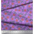 thumbnail image 3 of Soimoi Purple Velvet Fabric Holly Leaves & Floral Print Fabric by the Yard 58 Inch Wide, 3 of 3