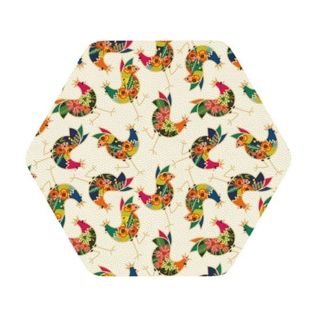 

Matuu Boho Chicken for Cup Coasters Set of 6 Leather Coasters Desk Coasters for Office Measures 4” x 4” Hexagon