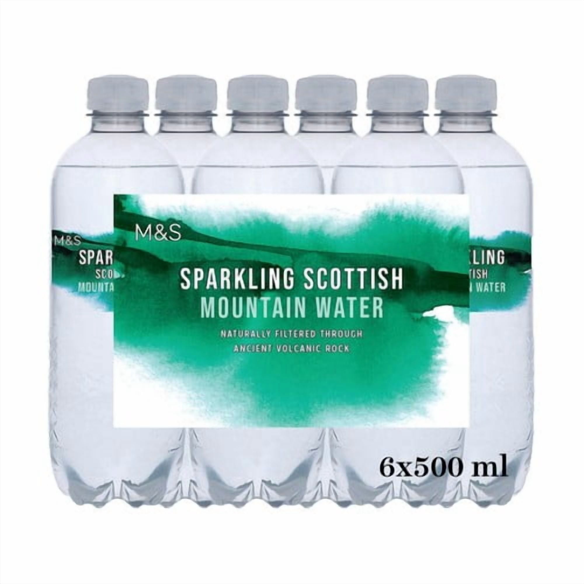 M&S Sparkling Scottish Mountain Water 6 x 500ml, British Import (Pack of 2)