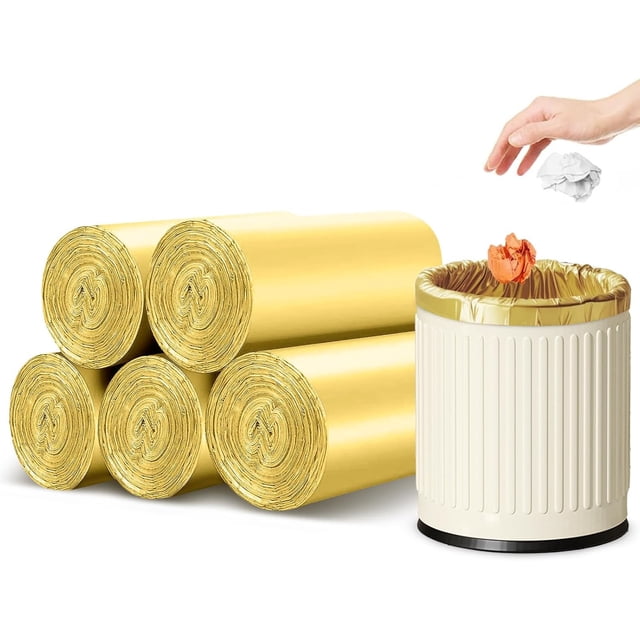 5 rollos de bolsas de basura pequeñas de 2.6 galones, bolsas de basura extra gruesas, cocina, bolsas de plástico duraderas para oficina, hogar, dormitorio, jardín, cubo de basura