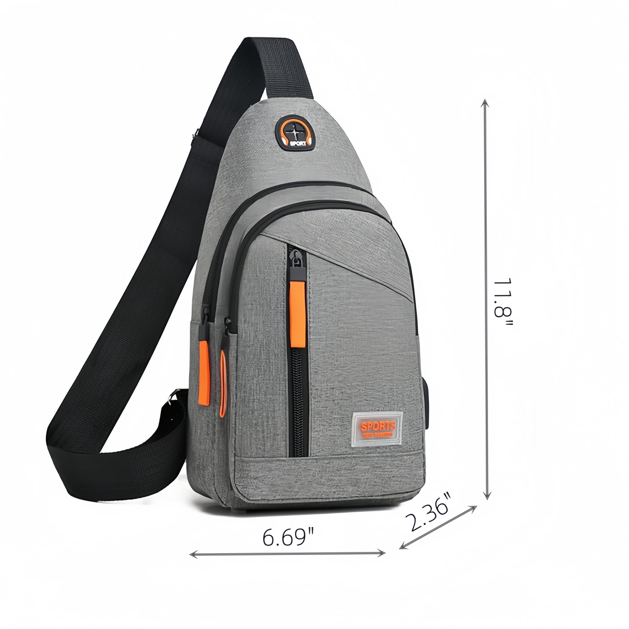 Vobzolite Sling Bag for Men - Crossbody Travel Hiking Daypack with Triple Anti-theft Protection Gray