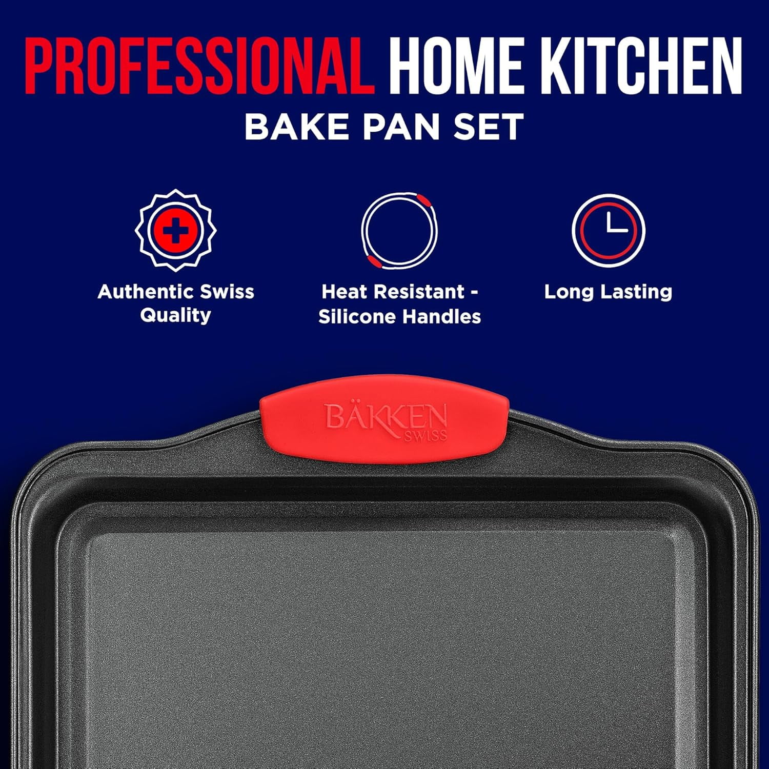 Bakken- Swiss Nonstick Baking Sheet - 15.15 x 10.03 inchSet, 03 inch Black