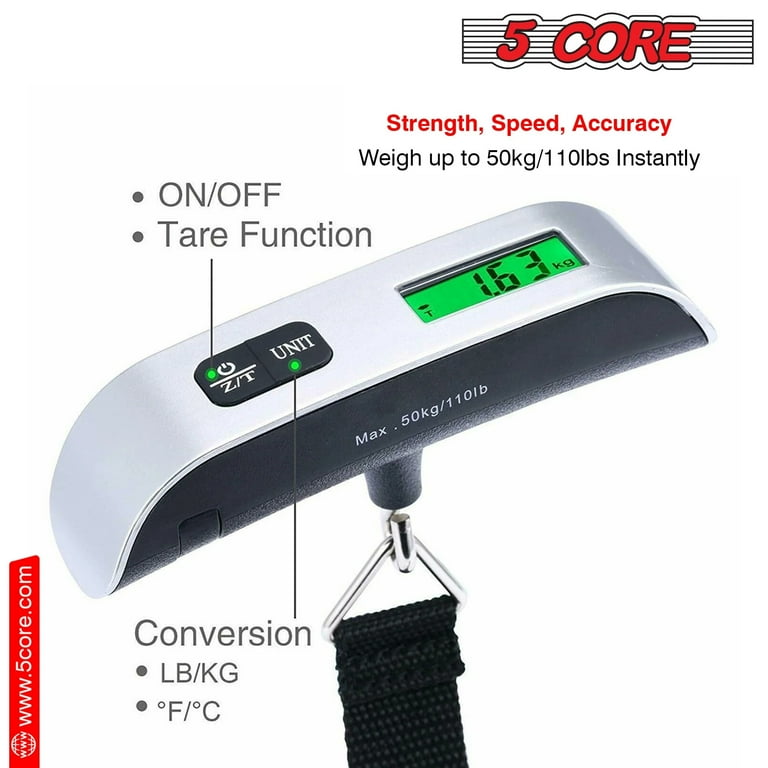 Luggage Scale Handheld Portable Electronic Digital Hanging Bag Weight  Scales Travel 110 LBS 50 KG 5 Core LSS-004 