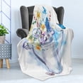 thumbnail image 4 of Daffodil Soft Flannel Fleece Blanket, Summer Bouquet with Violets Puss-Willows Butterflies in Old Fashion Watering Can, Cozy Plush for Indoor and Outdoor Use, 60" x 80", Multicolor, by Ambesonne, 4 of 5