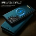 thumbnail image 3 of Detachable Wallet Case For Samsung Galaxy S22 Ultra [RFID Blocking] Flip Folio [Compatible with MagSafe] Vintage Leather Purse Magnetic Clasp 2 in 1 Removable Card Holder Stand Cover,Green, 3 of 13