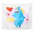 thumbnail image 1 of UFAEZU Portrait Flat Funny Unicorn Character White Cartoon Cute Little Blue Horse Fairy Smiling Lovely Pony Wall Art Hanging Tapestry Home Decor for Living Room Bedroom Dorm 60x80 inch, 1 of 1
