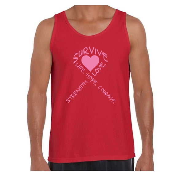 Awkward Styles Men's Survive Heart Graphic Tank Tops Pink Ribbon Cancer Awareness Hope Love Life