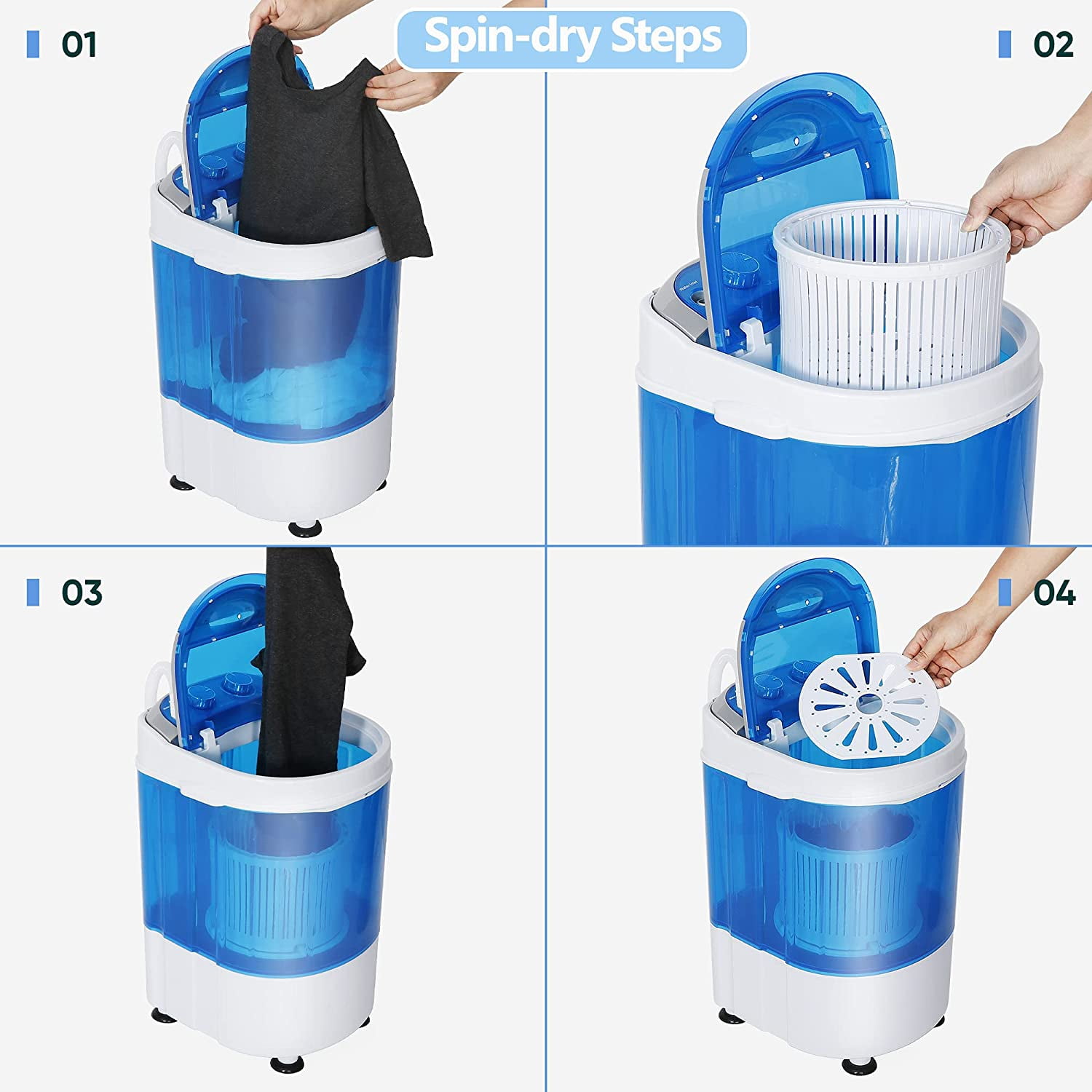 LEMY Portable Washing Machine, 5.7 lbs Capacity Mini Compact Spinner Washer Cloth Laundry for Apartments, Dormitories, RV, Camping